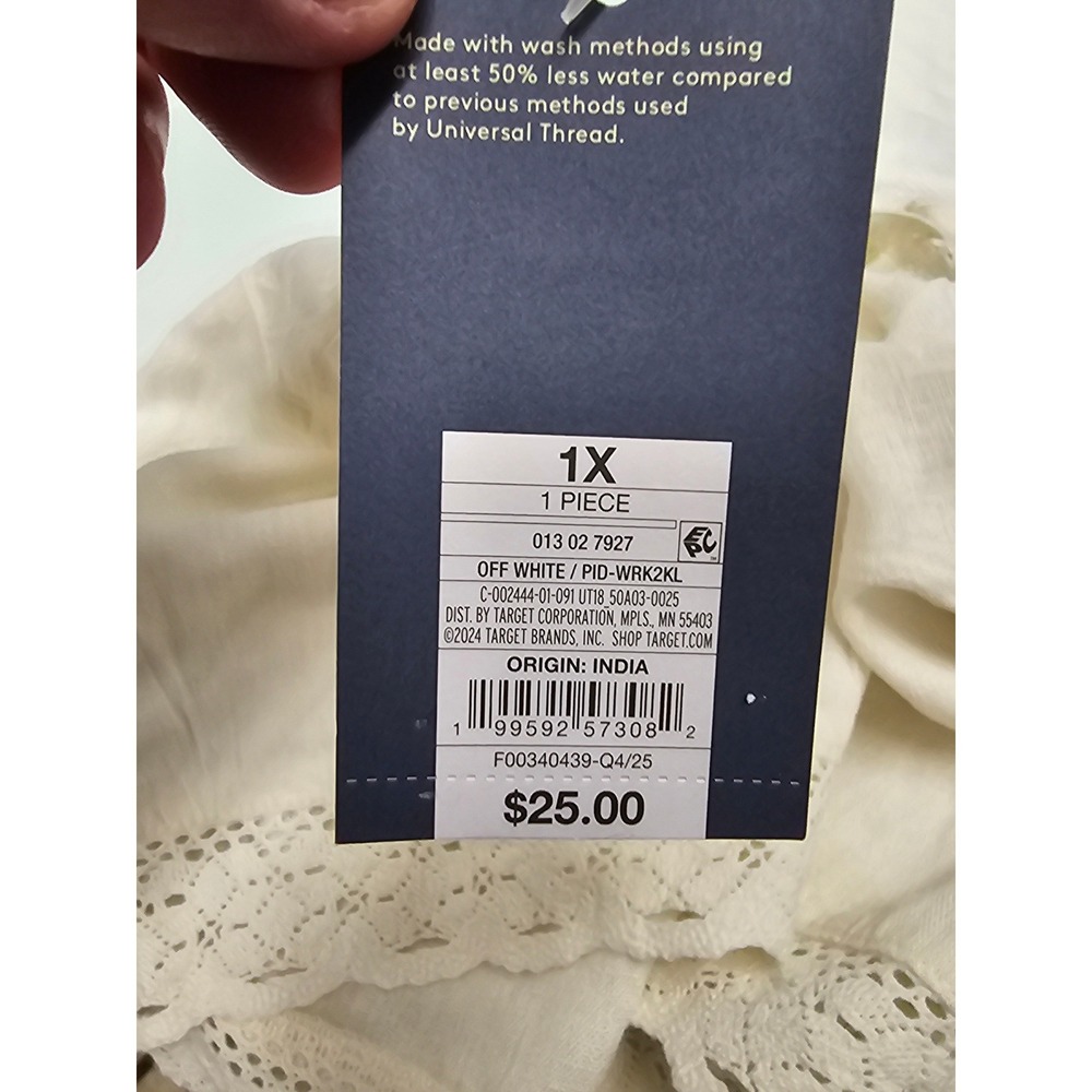 Universal Thread Womens Embroidered Tank Top White Linen Blend Casual Size 1X - Picture 3 of 7